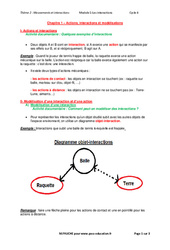 Actions, interactions et modélisations - Séquence complète : 2eme Secondaire - PDF à imprimer