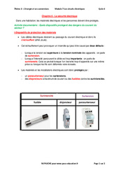 La sécurité électrique - Séquence complète : 3eme Secondaire - PDF à imprimer