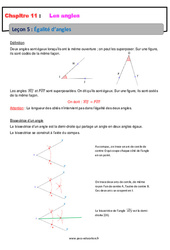 Égalité d’angles - Séquence complète : 6eme Primaire - PDF à imprimer