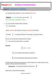 Quotients et fractions - Séquence complète - Écritures fractionnaires : 1ere Secondaire