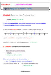 Comparer les nombres relatifs - Séquence complète : 1ere Secondaire - PDF à imprimer