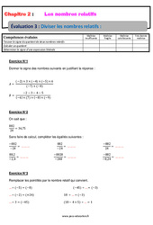 Diviser les nombres relatifs - Examen Evaluation, bilan, contrôle avec la correction : 2eme Secondaire