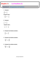 Comparaisons de fractions - Révisions - Exercices avec correction : 2eme Secondaire
