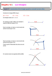 Construction d’un triangle quand on connait les trois côtés - Séquence complète : 1ere Secondaire - PDF à imprimer