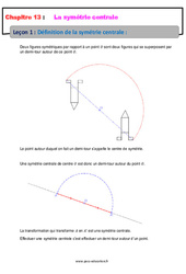 Définition de la symétrie centrale - Séquence complète : 1ere Secondaire - PDF à imprimer