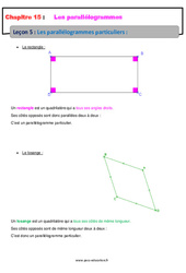 Les parallélogrammes particuliers - Séquence complète : 1ere Secondaire - PDF à imprimer