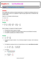 Multiplications de fractions - Cours : 2eme Secondaire