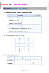 Inverse d’une fraction - Révisions - Exercices avec correction : 2eme Secondaire