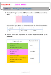 Développement Réduction - Révisions - Calcul littéral - Exercices avec correction : 2eme Secondaire
