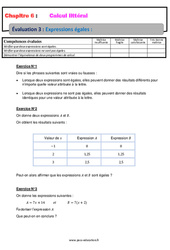 Expressions égales - Calcul littéral - Examen Evaluation, bilan, contrôle avec la correction : 2eme Secondaire