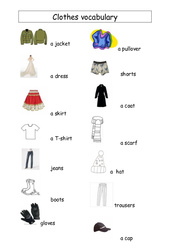 Clothes vocabulary - Vocabulaire vêtements : 3eme, 4eme, 5eme Primaire - PDF à imprimer