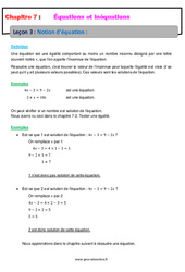 Notion d’équation - Équations et inéquations - Cours : 2eme Secondaire