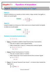 Résoudre une équation du 1er degré - Équations et inéquations - Cours : 2eme Secondaire