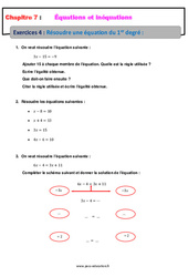 Résoudre une équation du 1er degré - Révisions - Exercices avec correction : 2eme Secondaire