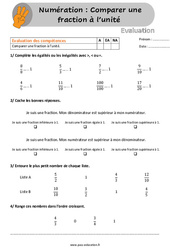 Comparer une fraction à l’unité - Examen Evaluation pour le  /  : 4eme, 5eme Primaire
