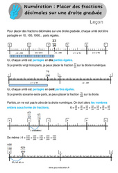 Placer des fractions décimales sur une droite graduée - Cours, Leçon /  : 4eme, 5eme Primaire - PDF gratuit à imprimer