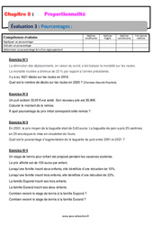 Pourcentages - Examen Evaluation, bilan, contrôle avec la correction : 2eme Secondaire - PDF à imprimer
