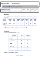 Moyenne pondérée - Examen Evaluation, bilan, contrôle avec la correction sur les statistiques : 2eme Secondaire