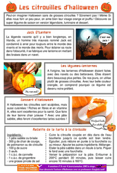 Les citrouilles d'halloween - Lecture documentaire : 2eme, 3eme Primaire - PDF à imprimer
