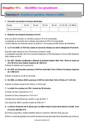 Grandeurs quotient, Vitesse et débit - Révisions - Exercices avec correction : 2eme Secondaire - PDF à imprimer