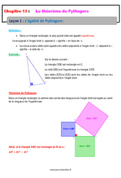 L’égalité de Pythagore - Cours : 2eme Secondaire - PDF à imprimer