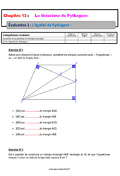 L’égalité de Pythagore - Examen Evaluation, bilan, contrôle avec la correction : 2eme Secondaire - PDF à imprimer