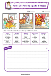 Halloween - Images séquentielles - Production d'écrit - Rédaction : 1ere, 2eme Primaire - PDF à imprimer