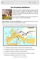 Invasions barbares - Exercices - Documentaire : 4eme Primaire