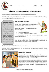 Clovis et le royaume des francs - Exercices - Documentaire : 4eme Primaire - PDF à imprimer