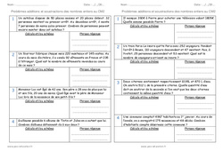 Addition et soustraction - Nombres entiers - Problèmes : 5eme Primaire - PDF à imprimer