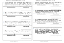 Périmètre du rectangle - Problèmes : 5eme Primaire - PDF à imprimer