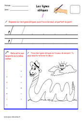 Lignes obliques - Fichier graphisme : 1ere, 2eme, 3eme Maternelle - Cycle Fondamental - PDF à imprimer