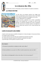 Croissance des villes - Exercices : 5eme Primaire - PDF à imprimer