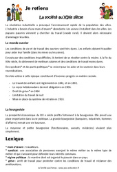 La société au XIXe siècle - Cours, Leçon : 5eme Primaire - PDF à imprimer