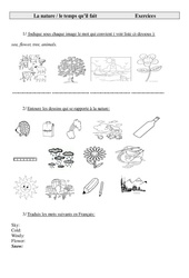 La nature, le temps qu'il fait - Exercices - Anglais -   (1) : 3eme, 4eme, 5eme Primaire - PDF à imprimer