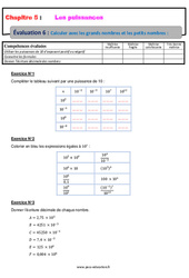 Calculer avec les grands nombres et les petits nombres - Examen Evaluation, bilan, contrôle avec la correction : 2eme Secondaire - PDF à imprimer