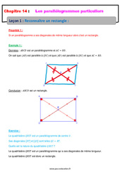 Reconnaître un rectangle - Cours sur les parallélogrammes particuliers : 2eme Secondaire - PDF à imprimer