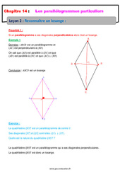 Reconnaître un losange - Séquence complète sur les parallélogrammes particuliers : 2eme Secondaire