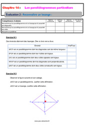 Reconnaître un losange - Examen Evaluation, bilan, contrôle avec la correction sur les parallélogrammes particuliers : 2eme Secondaire