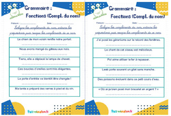 Fonctions (Complément du nom) - Rituels - Grammaire : 4eme, 5eme Primaire - PDF à imprimer