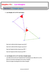 Triangles égaux - Révisions - Exercices avec correction : 2eme Secondaire