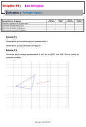 Triangles égaux - Examen Evaluation, bilan, contrôle avec la correction : 2eme Secondaire
