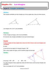 Triangles semblables - Cours : 2eme Secondaire - PDF à imprimer