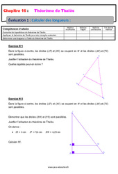 Calculer des longueurs - Examen Evaluation, bilan, contrôle avec la correction sur le Théorème de Thalès : 2eme Secondaire - PDF à imprimer