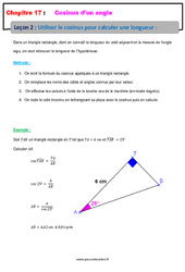 Utiliser le cosinus pour calculer une longueur - Séquence complète sur le cosinus d’un angle : 2eme Secondaire - PDF à imprimer