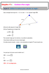Utiliser le cosinus pour calculer un angle - Séquence complète : 2eme Secondaire - PDF à imprimer