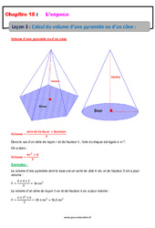 Calcul du volume d’une pyramide ou d’un cône - Séquence complète : 2eme Secondaire - PDF à imprimer