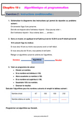 Instructions conditionnelles - Révisions - Exercices avec correction sur l'algorithmique et programmation : 2eme Secondaire - PDF à imprimer
