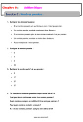 Nombres premiers - Révisions - Exercices avec correction - Arithmétique : 1ere Secondaire