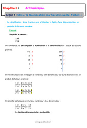 Utiliser la décomposition pour travailler avec les fractions - Séquence complète - Arithmétique : 1ere Secondaire